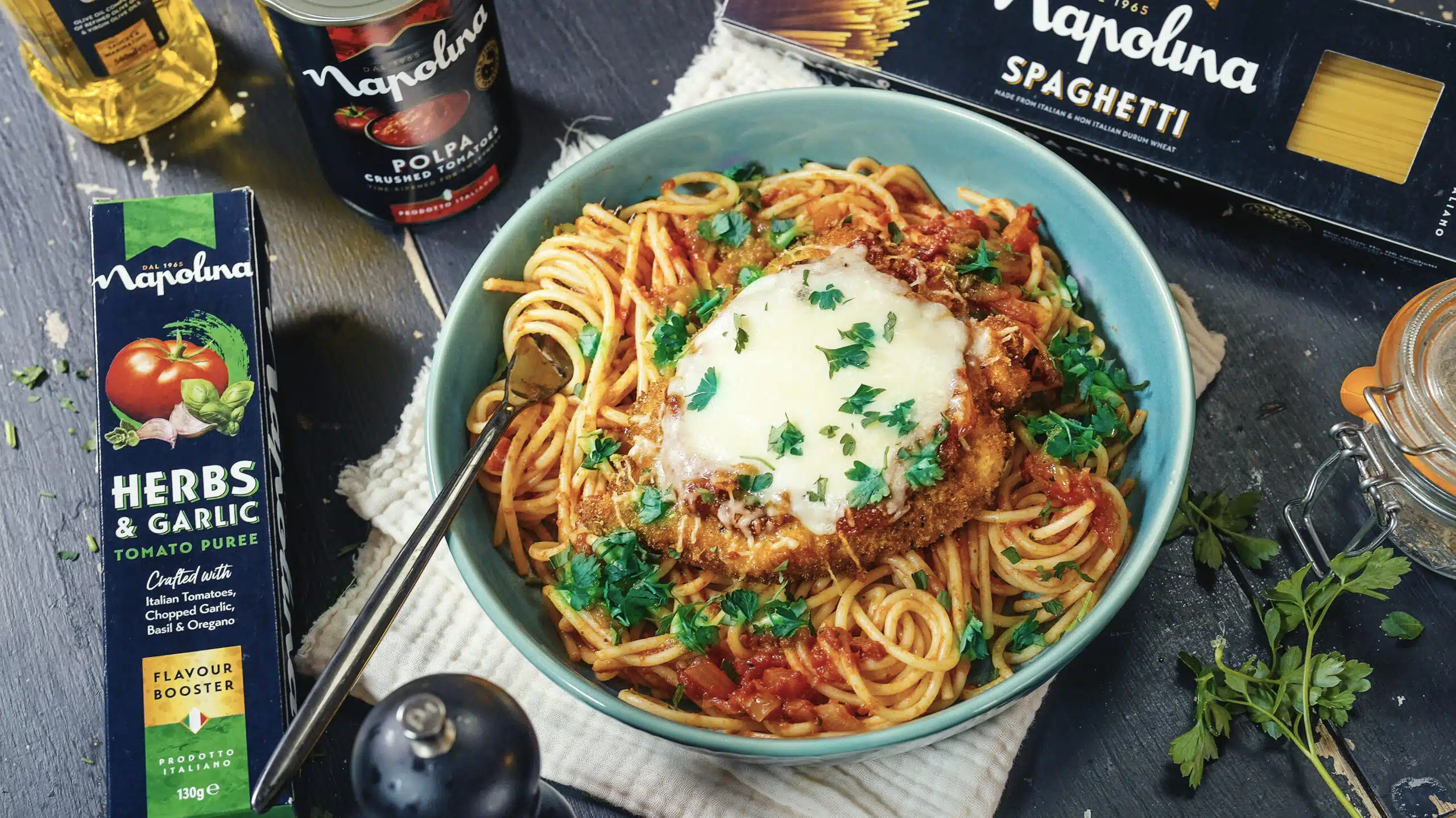 Chicken Parmigiana with Spaghetti Marinara